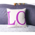 LO and VE printed in purple LOVE couple cushions LO and VE printed in purple LOVE couple cushions